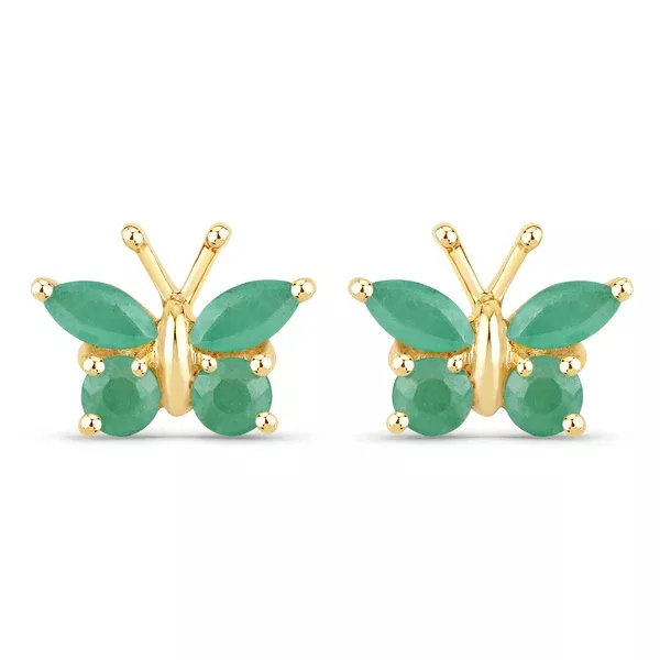 0.50 Carat Genuine Emerald .925 Sterling Silver Earrings