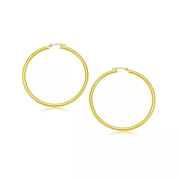 10 k Yellow Gold Polished Hoop Earrings 25 mm