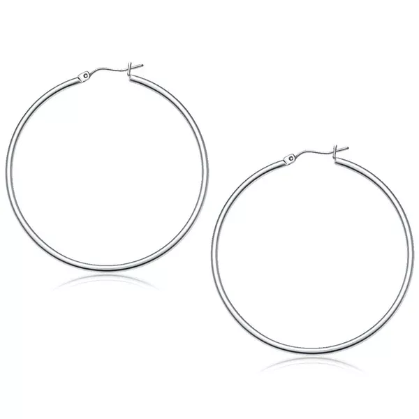 10k White Gold Polished Hoop Earrings (50 mm)