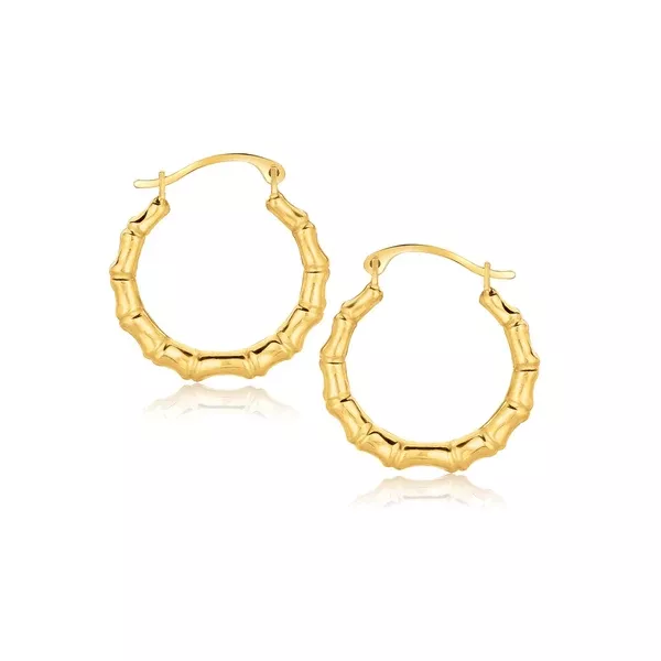 10k Yellow Gold Branch Motif Hoop Earrings