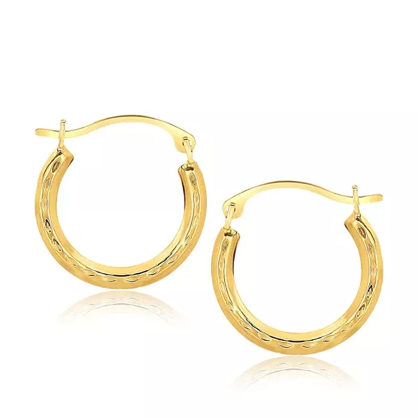 10k Yellow Gold Fancy Hoop Earrings