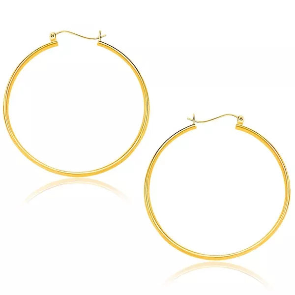 10k Yellow Gold Polished Hoop Earrings (40mm)