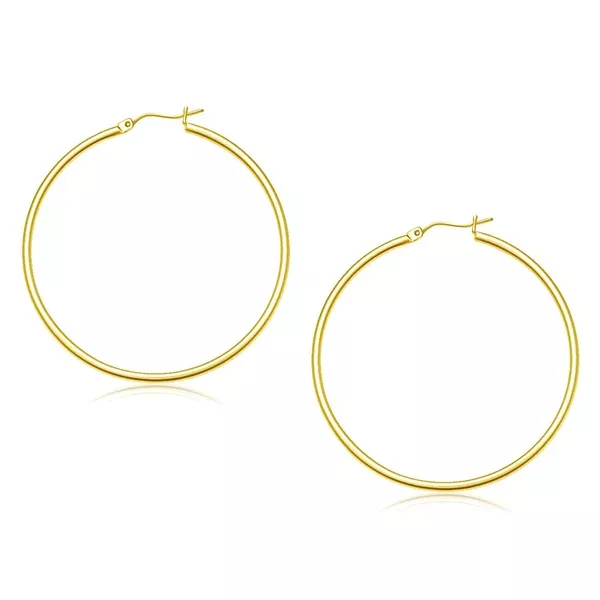 10k Yellow Gold Polished Hoop Earrings (45 mm)