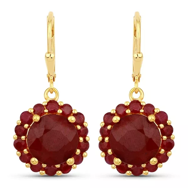 11.37 Carat Dyed Ruby and Ruby .925 Sterling Silver Earrings