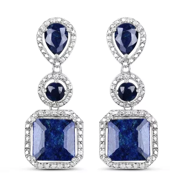 11.62 Carat Dyed Sapphire .925 Sterling Silver Earrings