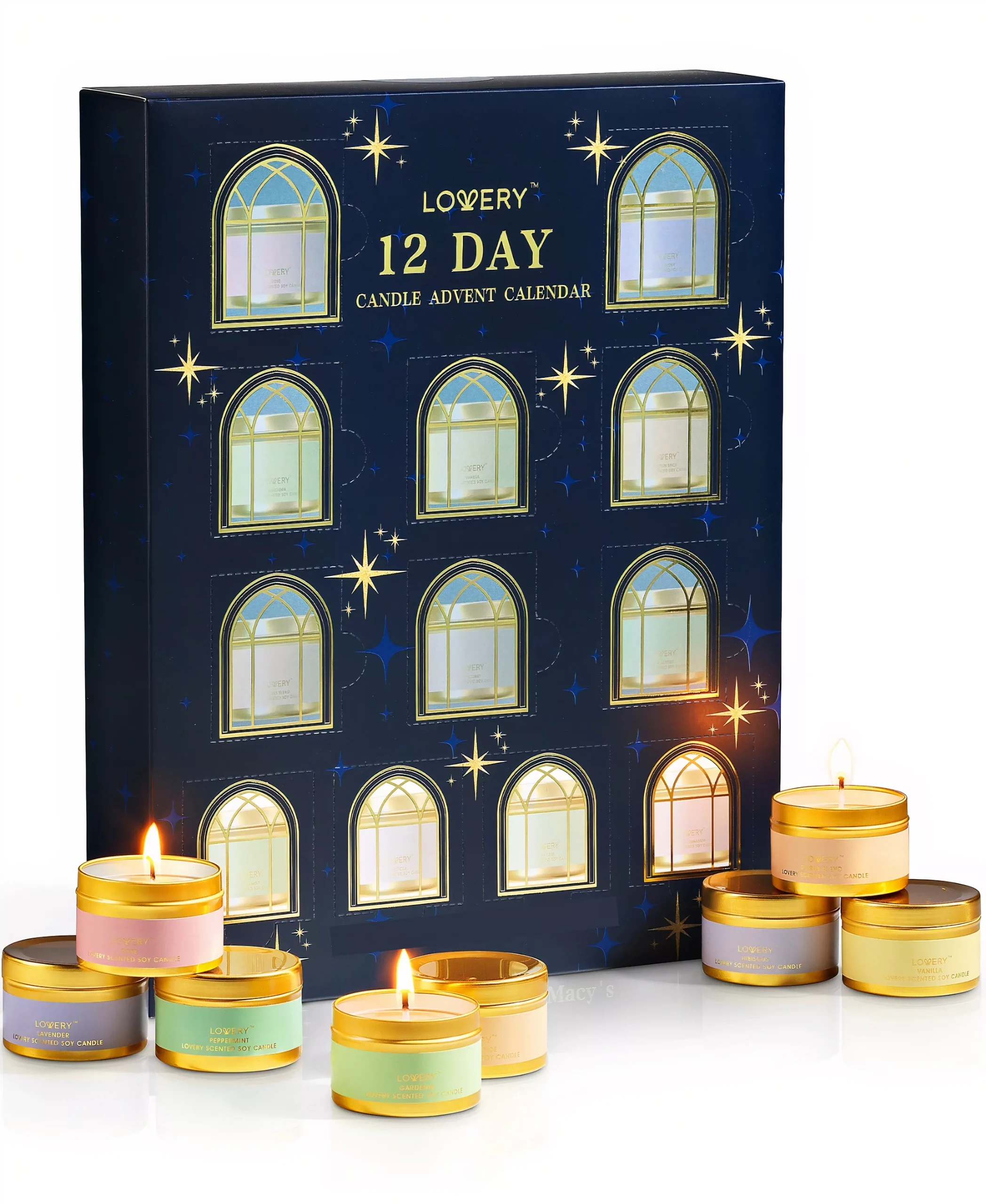 12-Day Candle Advent Calendar – 12Pc Assorted Soy Candle Set