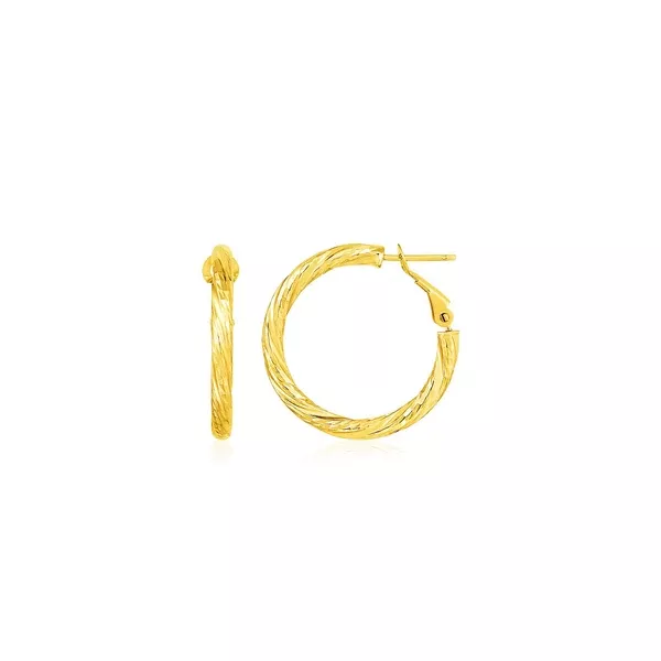 14 k Yellow Gold Petite Twisted Round Hoop Earrings