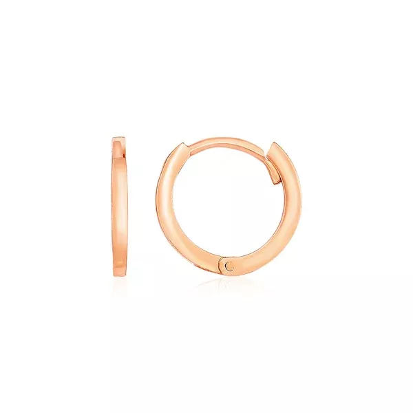14k Rose Gold Petite Polished Round Hoop Earrings