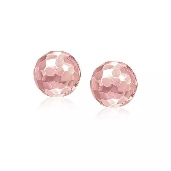 14k Rose Gold Round Faceted Style Stud Earrings