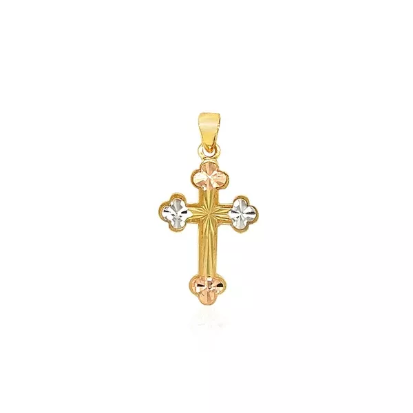 14k Tri Color Gold Cross Pendant
