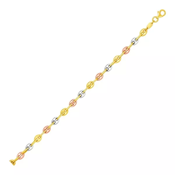 14k Tri Color Gold Mariner Link Anklet