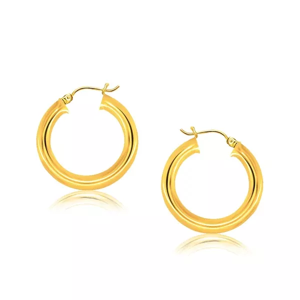 14k Yellow Gold Polished Hoop Earrings (5x30 mm)