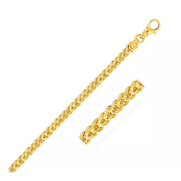 3.9mm 14k Yellow Gold Square Franco Bracelet