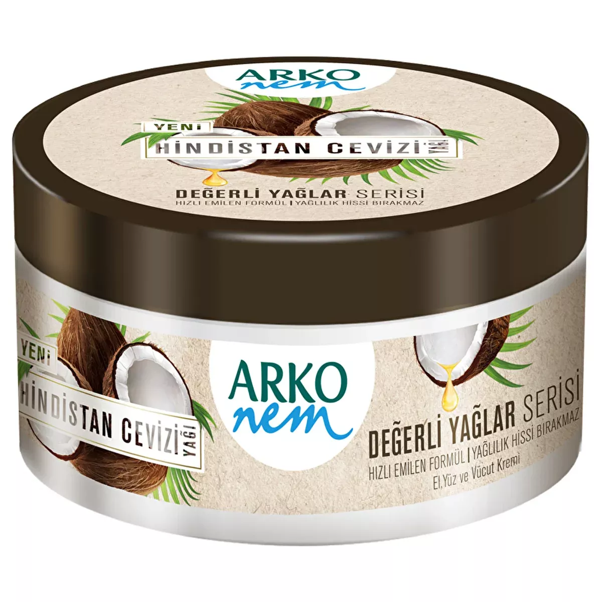 Arko Nem Coconut Oil Cream 8.45oz - Rich in Vitamin K | Moisturizing