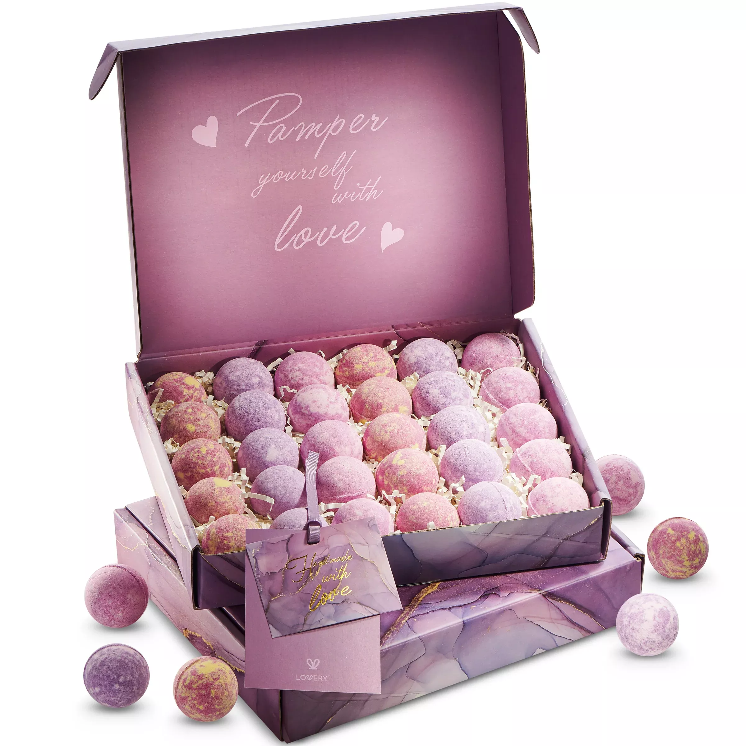 Bath Bombs Gift Set - 30Pc Relaxing Spa Body Care Balls for Valentine's Day