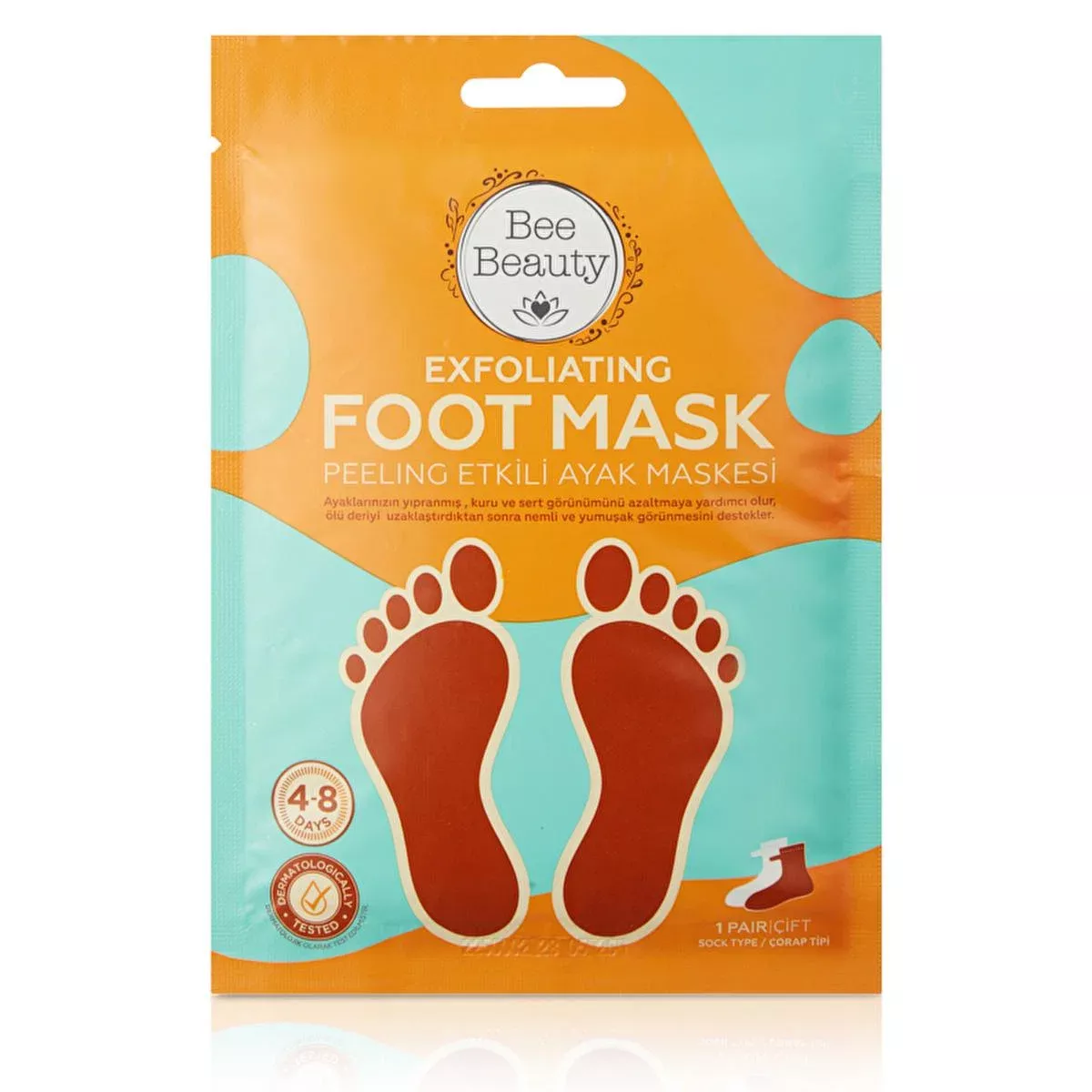 Bee Beauty Exfoliating Foot Mask - Softens & Moisturizes Dry Foot Skin, Removes Dead Skin Cells
