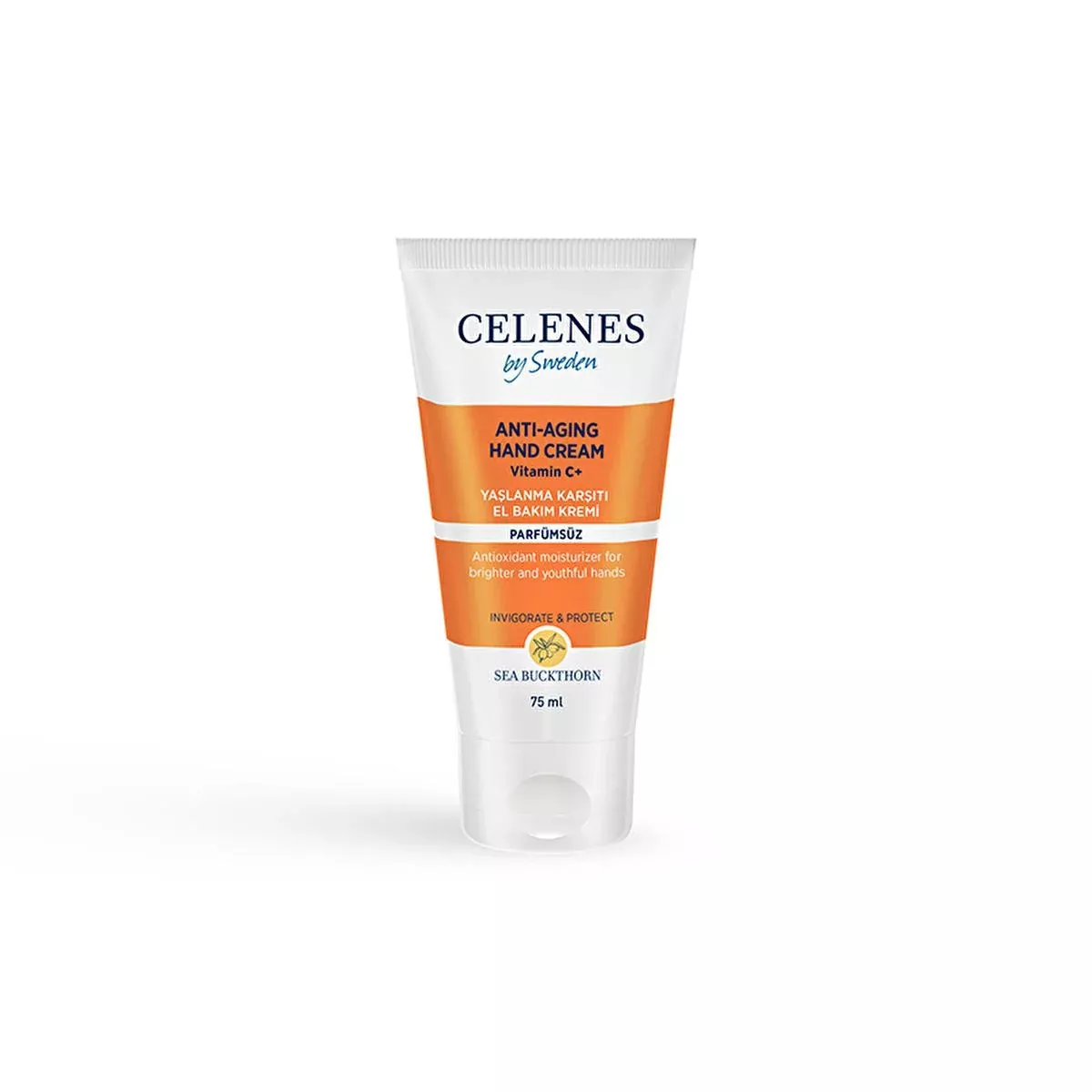 Celenes Anti-Aging Hand Cream with Sea Buckthorn - Natural, Hypoallergenic Moisturizer for Dry Hands - Paraben Free, 2.54 fl oz
