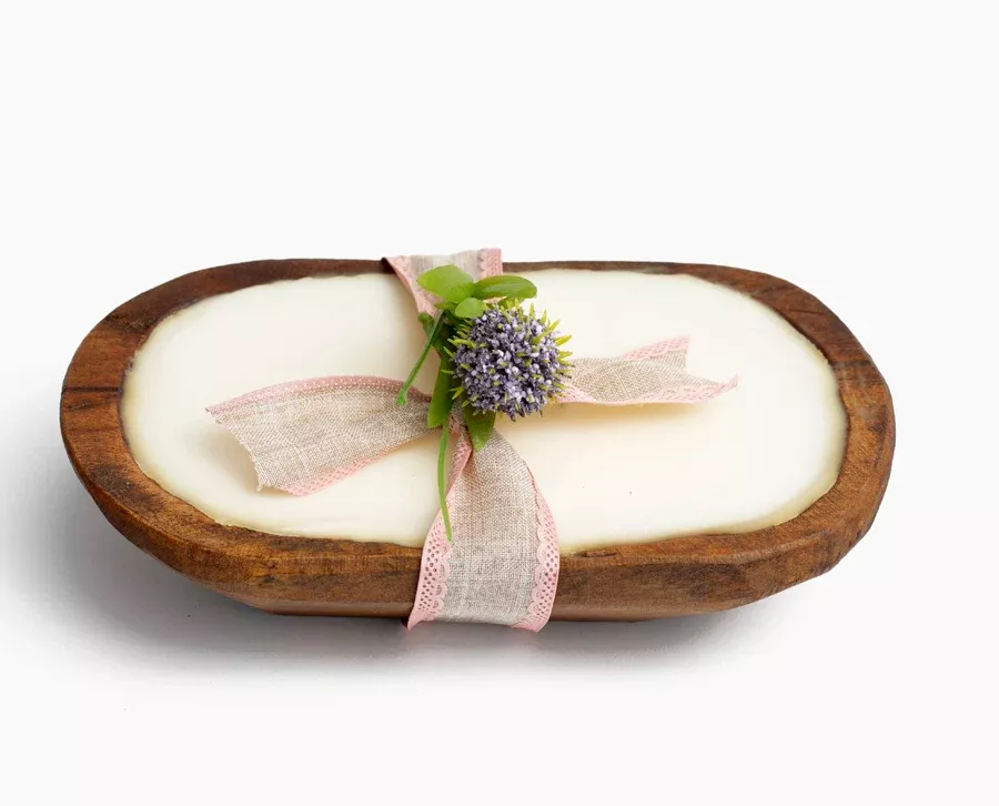 Classic Oval Rustic Dough Bowl Candles
