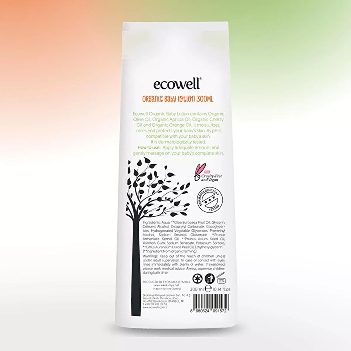 Ecowell Organic Baby Lotion - Natural Moisturizer for Sensitive Skin, Vegan & Cruelty-Free Certified, 10.14 fl oz