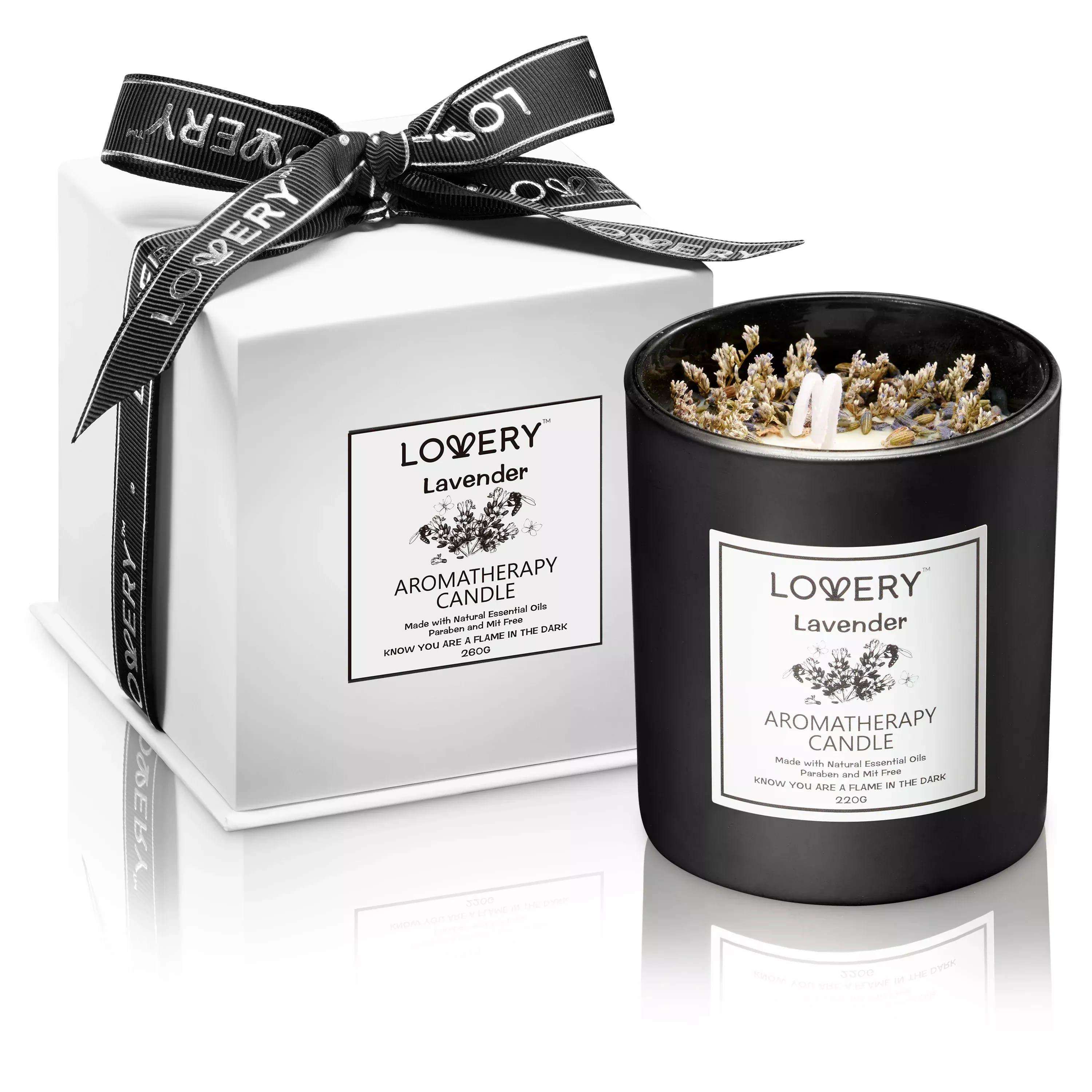 Lavender Scented Candle with Dried Flowers - 9oz Soy Wax Home Candle