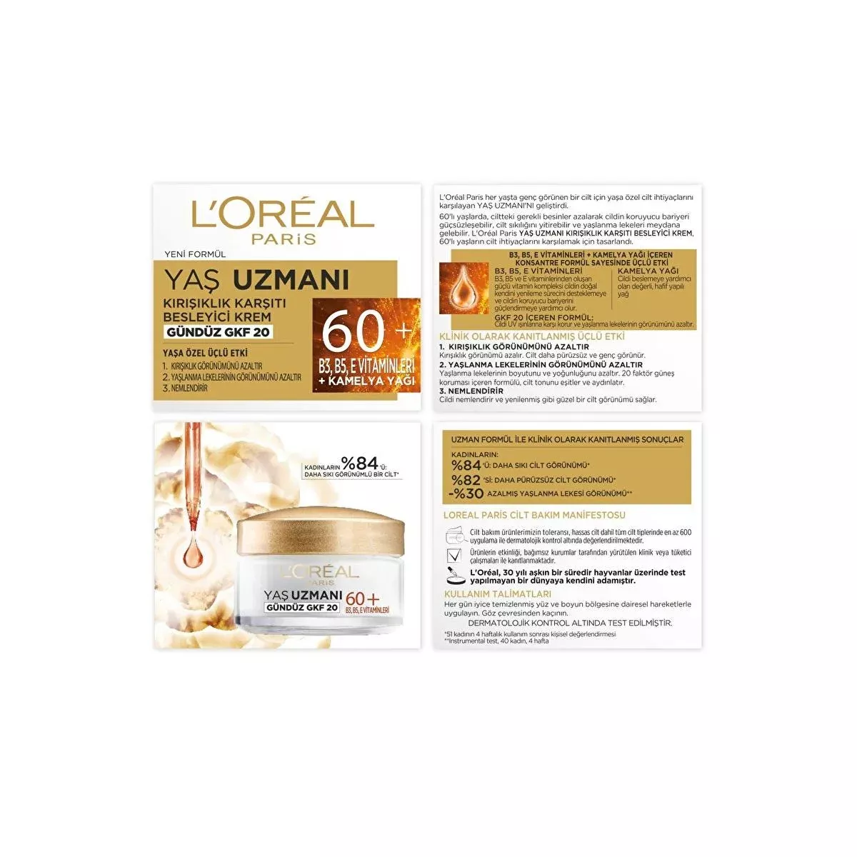 Loreal Paris Anti-Wrinkle Moisturizing Cream for Mature Skin 60+ - Nourishes, Hydrates, Reduces Wrinkles & Age Spots