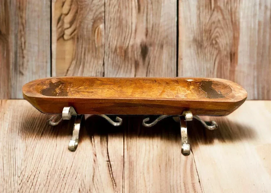 Wrought iron dough bowl candle stands